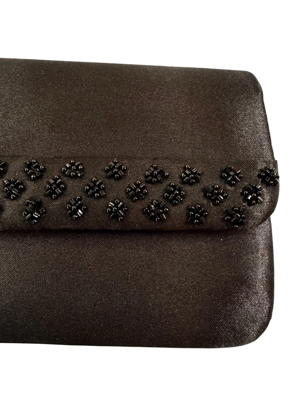 Sasha Satin Beaded Evening Bag Clutch or Shoulder Bag Convertible Black_3